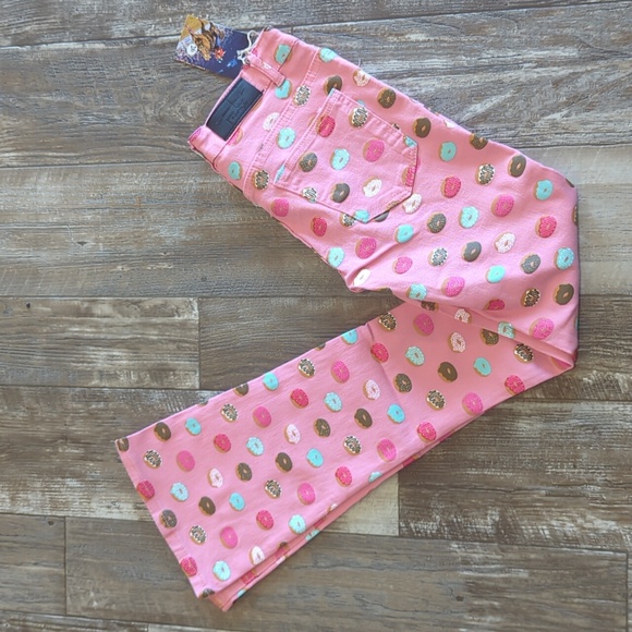 RANCH DRESS'N Fallon Taylor "pink donut" print bootcut rodeo jeans sz 26 NEW/NWT - Picture 2 of 11